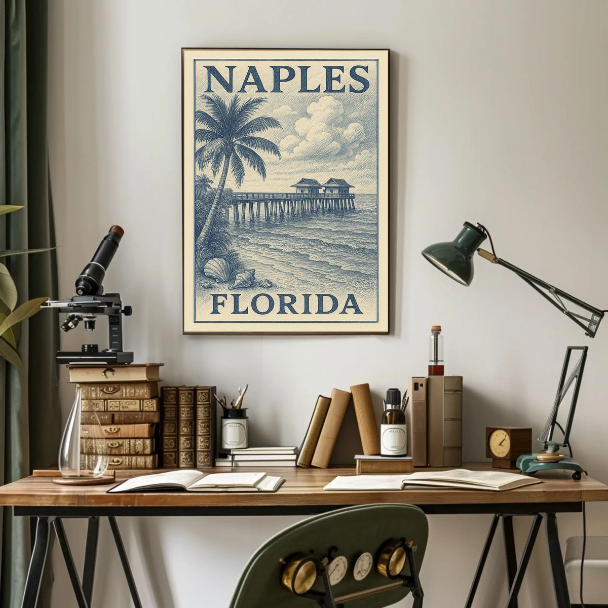 Naples Florida Coastal Poster Wall Art 18x24 Coastal Decor