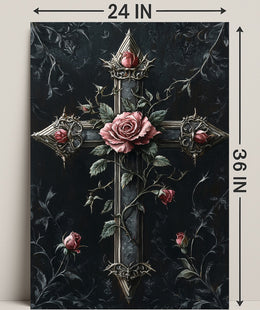 Roses And Cross Poster