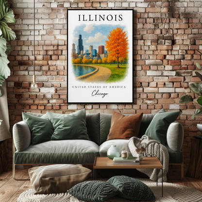 Illinois, Chicago Signature Series Vintage Travel Poster