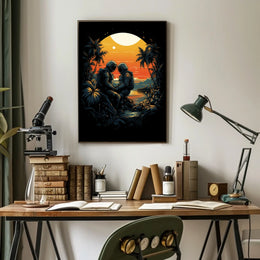 Cosmic Sunset Encounter Poster