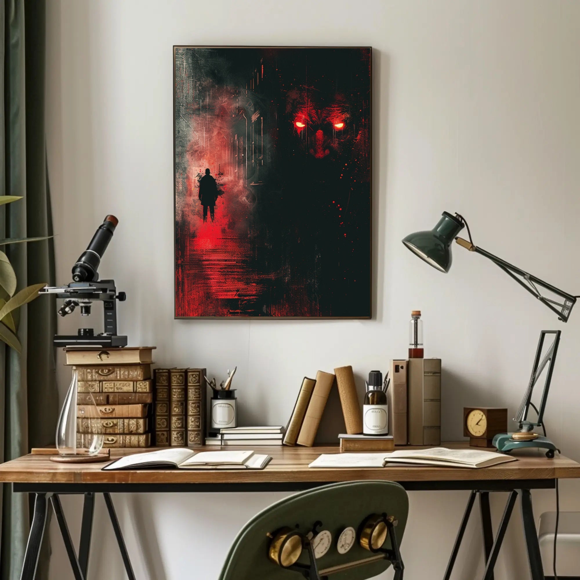 Mysterious Silhouette Horror Scene Suspenseful Artistic Poster PosterGoat
