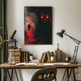 Mysterious Silhouette Horror Scene Suspenseful Artistic Poster PosterGoat