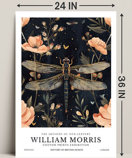 William Morris Exhibition: Intricate Dragonfly Arts and Crafts Poster