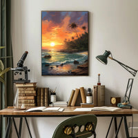 Tropical Sunset Serenity on Beach Travel Poster