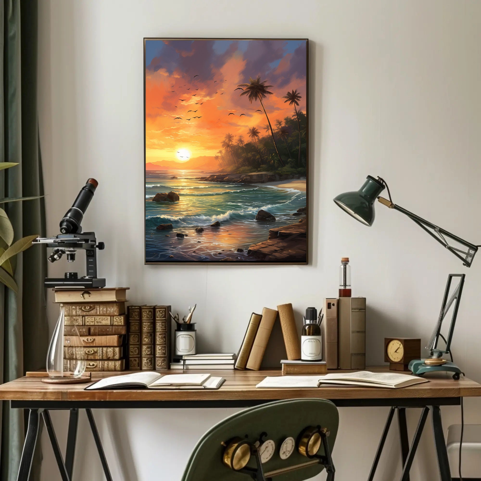 Tropical Sunset Serenity on Beach Travel Poster