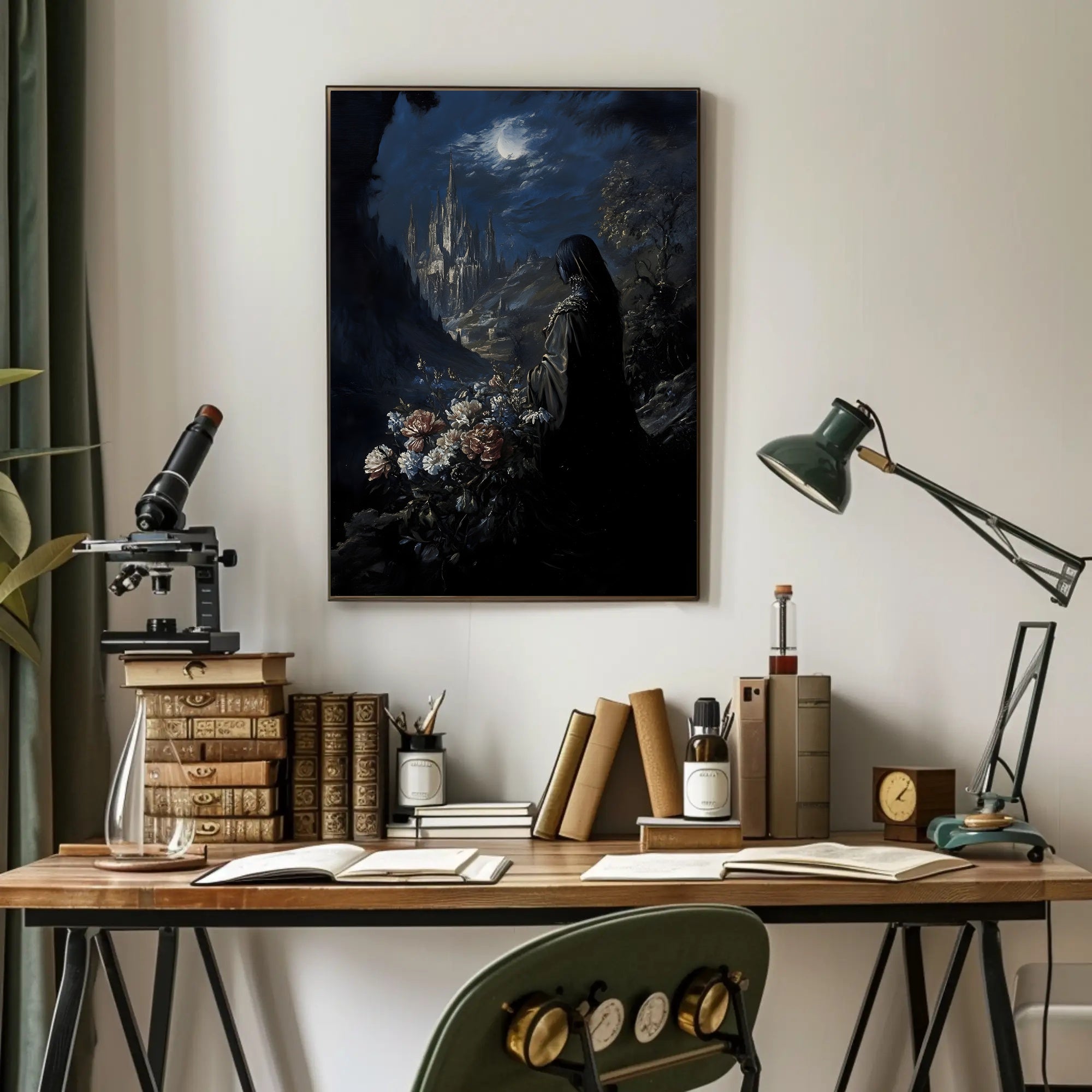 Moonlit Gothic Castle Fantasy or Mythology Poster PosterGoat