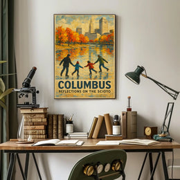 Columbus Reflections On The Scioto Poster