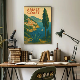 Amalfi Coast Poster Wall Art 18x24 Coastal Seascape Decor