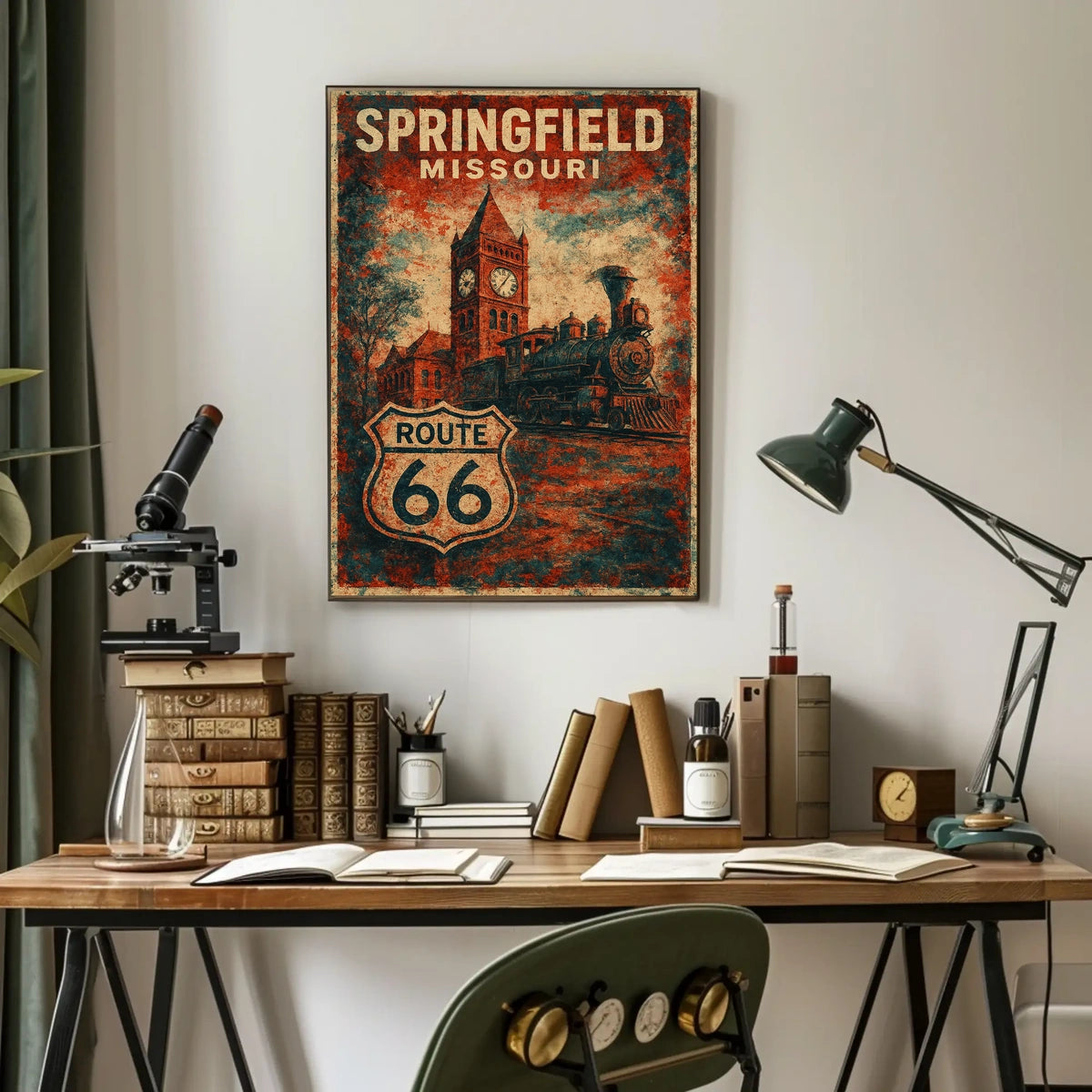 Route 66 Springfield Missouri Vintage Travel Poster