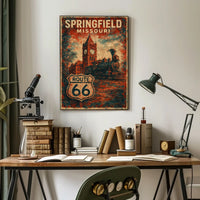 Route 66 Springfield Missouri Vintage Travel Poster