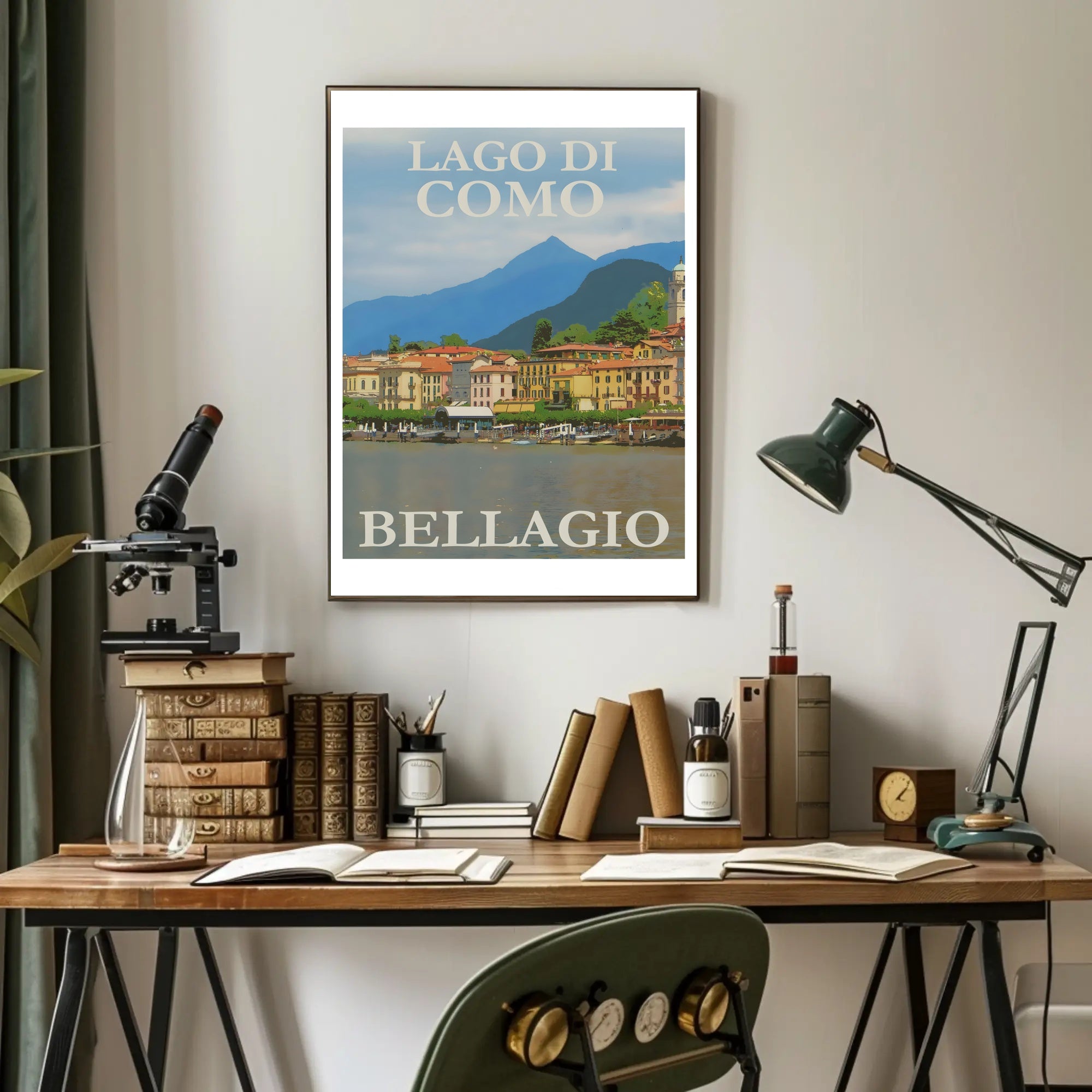 Scenic Bellagio Lake Como Italian Travel Poster