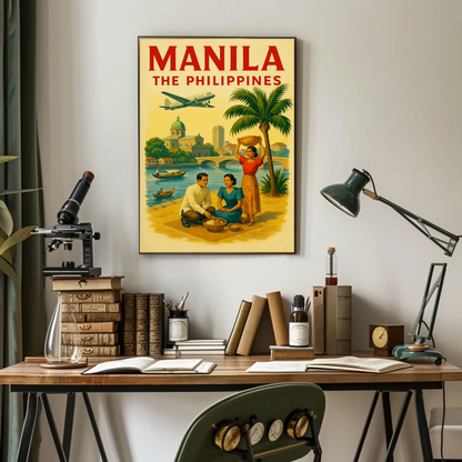 Manila Philippines Bridge Market Heritage Scene Poster