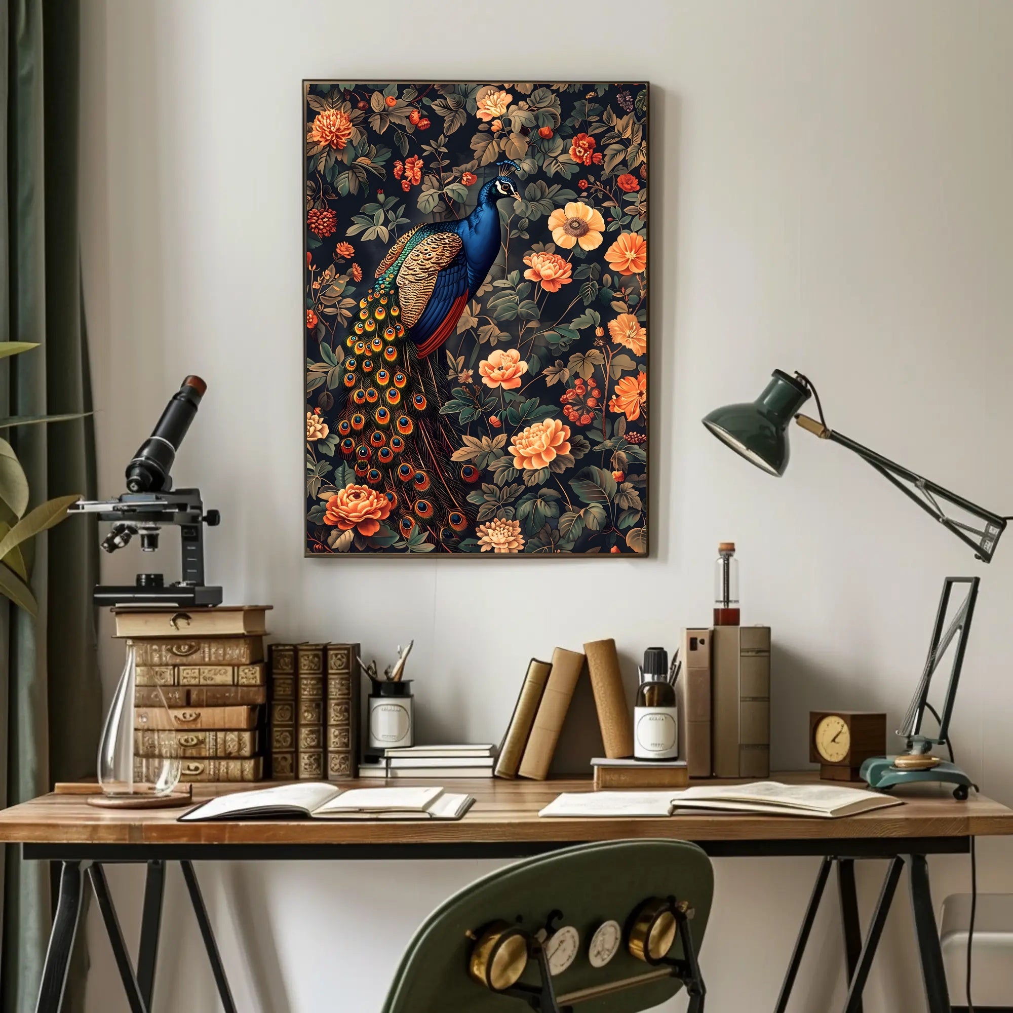 Majestic Peacock Amidst Blossoms William Morris Art Poster