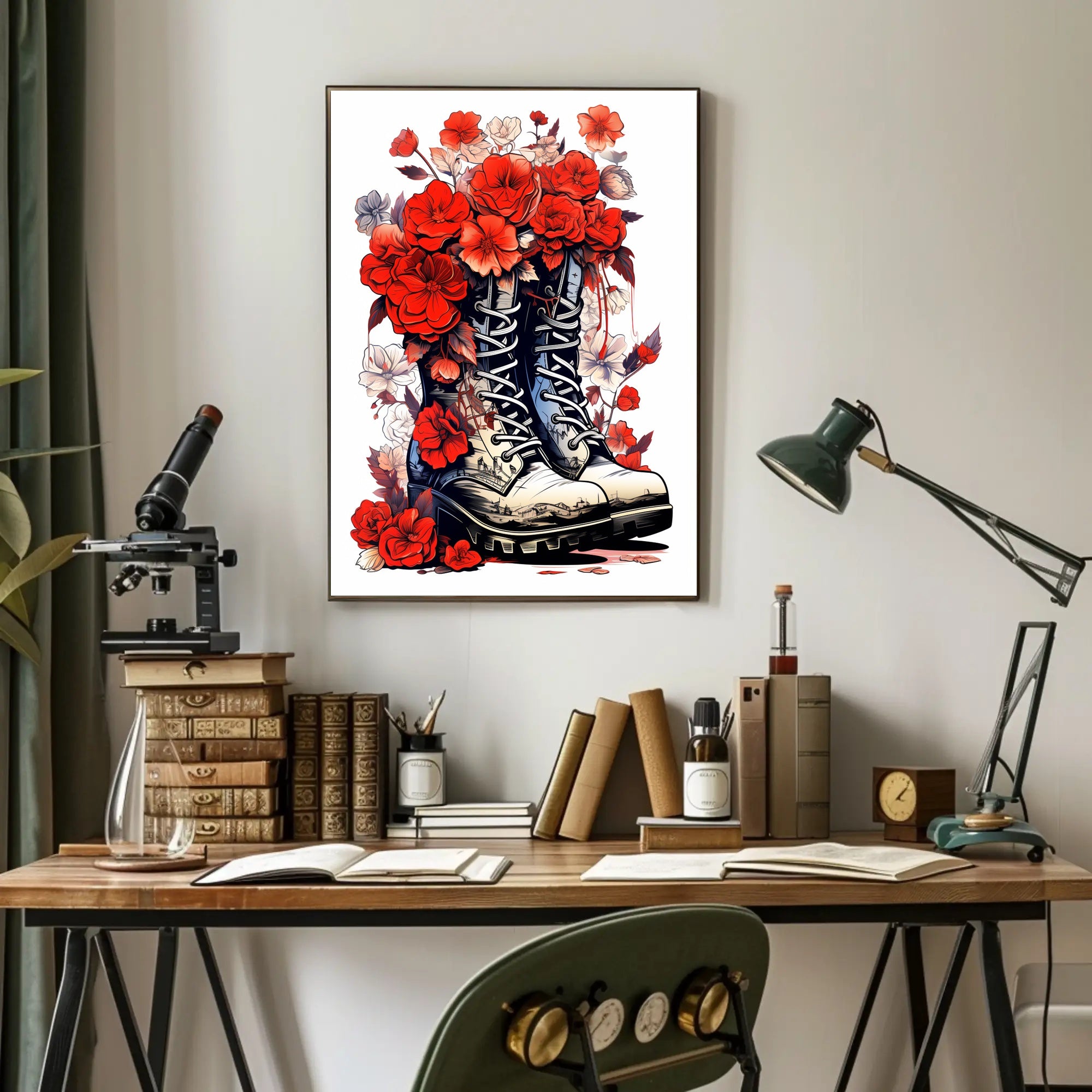 Floral Boots A Fusion Of Nature And Poster