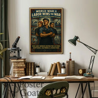 WWII Industrial Workforce Unity Vintage WWII Poster