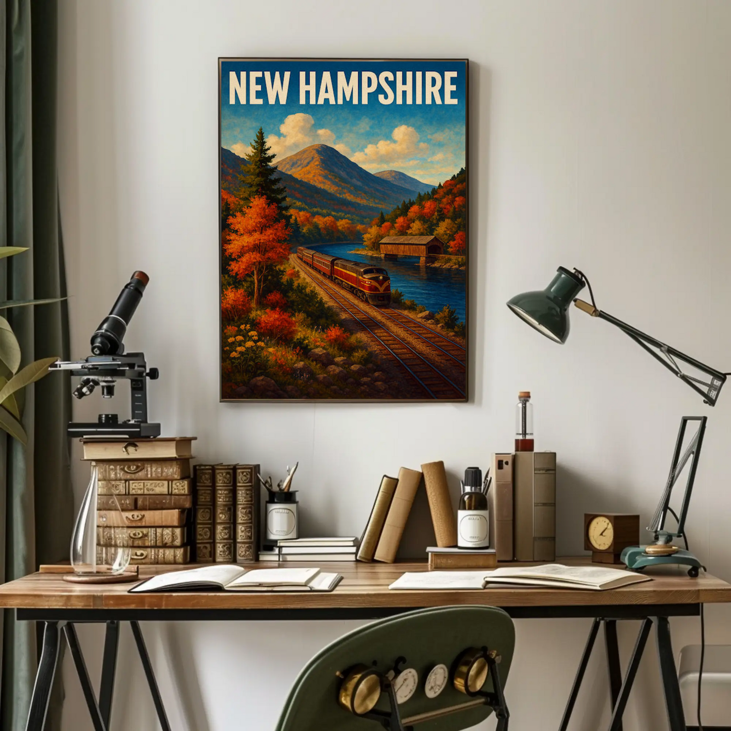 New Hampshire Mountain Train Autumn Scenic Railway Travel Poster Travel Poster