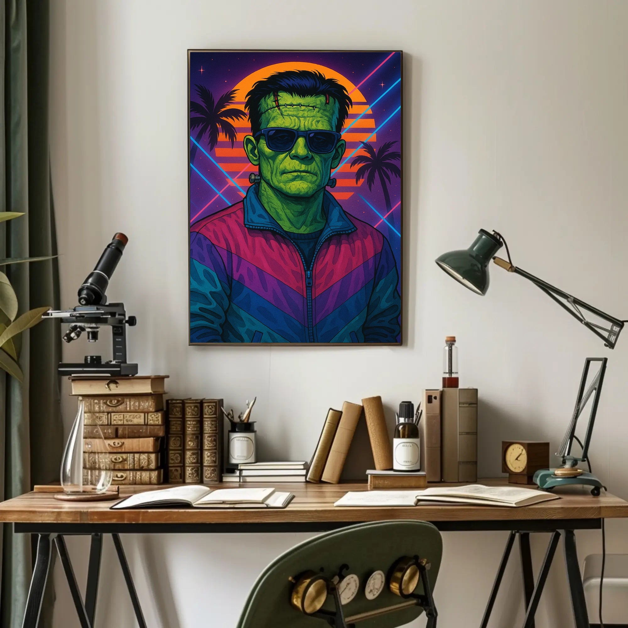 Retro Frankenstein Art Print Poster for Vintage Home Decor PosterGoat