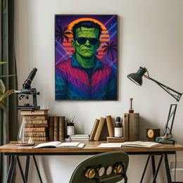 Retro Frankenstein Art Print Poster for Vintage Home Decor PosterGoat