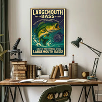 Bass Fishing Adventure Vintage Sports Poster PosterGoat