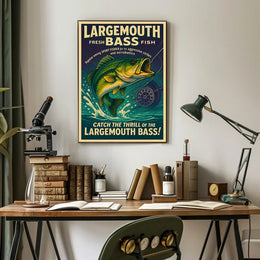 Bass Fishing Adventure Vintage Sports Poster PosterGoat