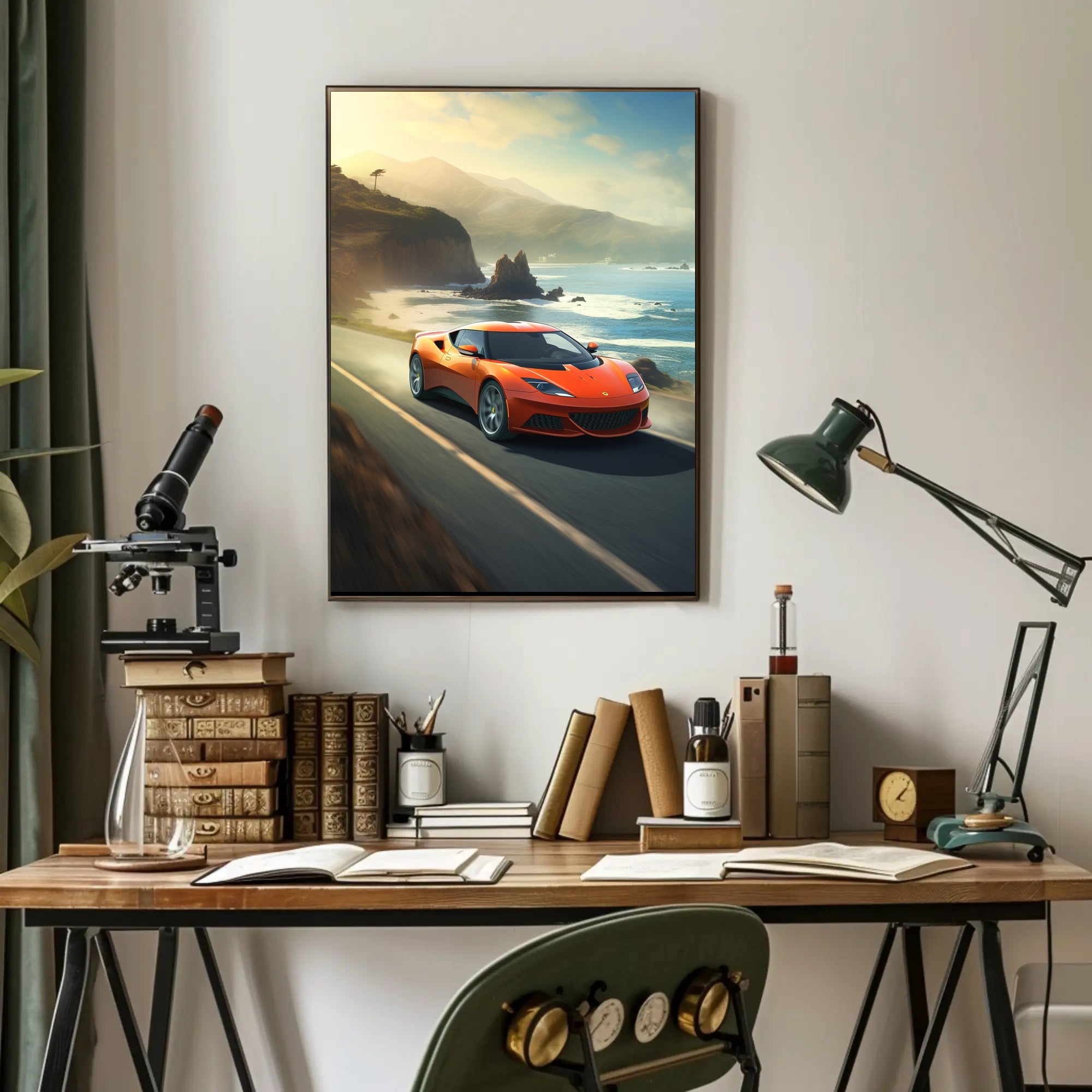 Exhilarating Coastal Drive Modern Car Travel Poster