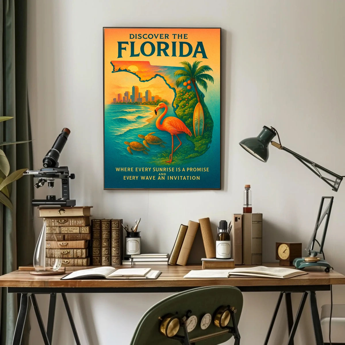 Florida Vacation Illustration Tropical Nature Poster
