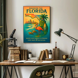 Florida Vacation Illustration Tropical Nature Poster