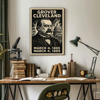 Grover Cleveland 22nd President of the United States B & W Comic Sketch Poster