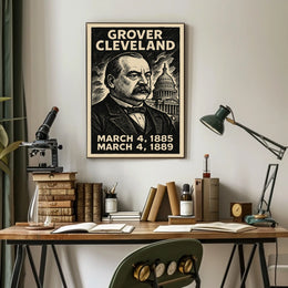 Grover Cleveland 22nd President of the United States B & W Comic Sketch Poster