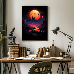 Cosmic Surrealism Alien Planet Art Poster