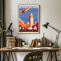 Vintage Moroccan Air Travel Promotion Travel Poster