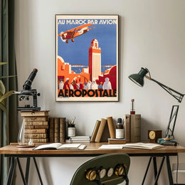 Vintage Moroccan Air Travel Promotion Travel Poster