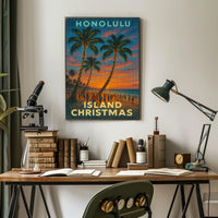 Honolulu Island Christmas Poster