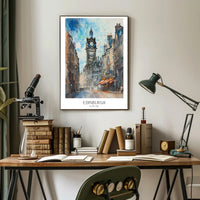 Edinburgh Cityscape Watercolor Art Vibrant Urban Cityscape Poster PosterGoat