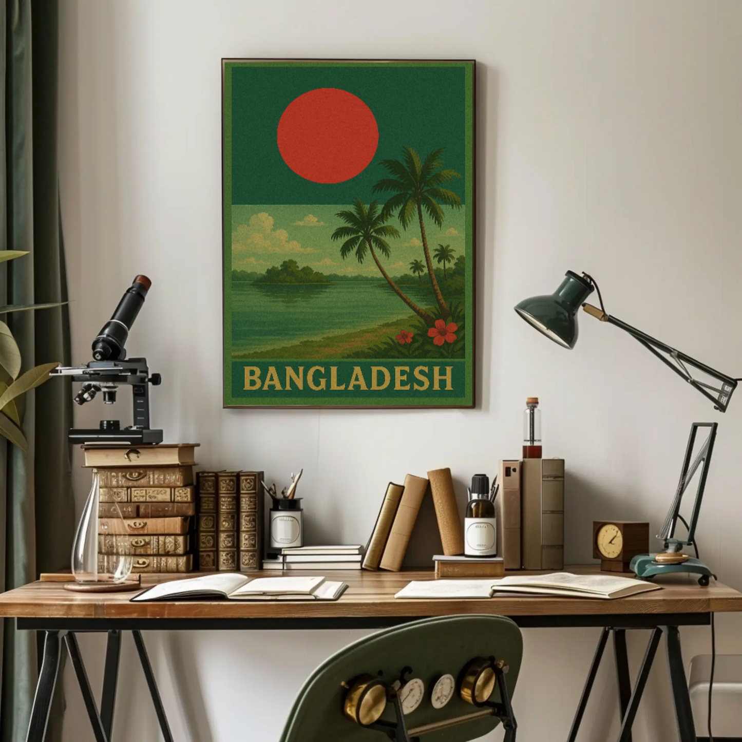 Bangladesh Tropical Landscape Vintage Travel Poster