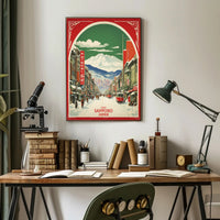 Stylized Sapporo Cityscape Poster Wall Art Print