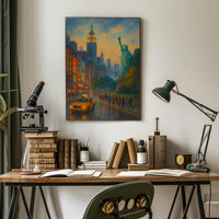 New York City Dusk Iconic Landmarks Poster Modern Wall Art