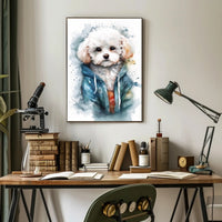 Cozy Dog Portrait Watercolor Poster Wall Art