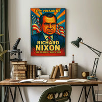 Richard Nixon 37th President of the United States Colorful Comic Book Style Poster