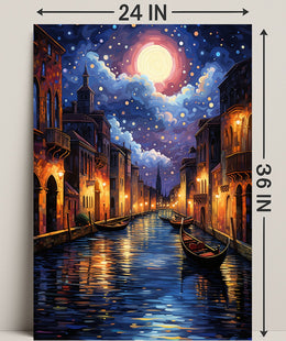 Moonlit Venice Canal Poster