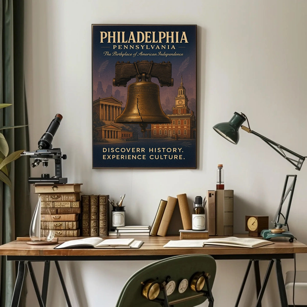 Philadelphia Liberty Bell Vintage Poster: Historical Landmarks