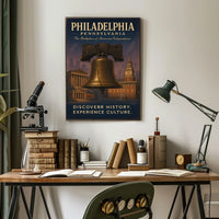 Philadelphia Liberty Bell Vintage Poster: Historical Landmarks