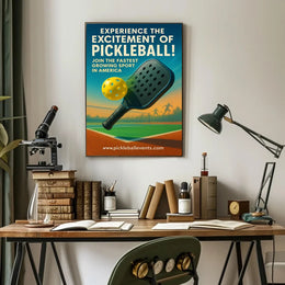 Pickleball Paddle in Action: Vibrant Sports Poster PosterGoat