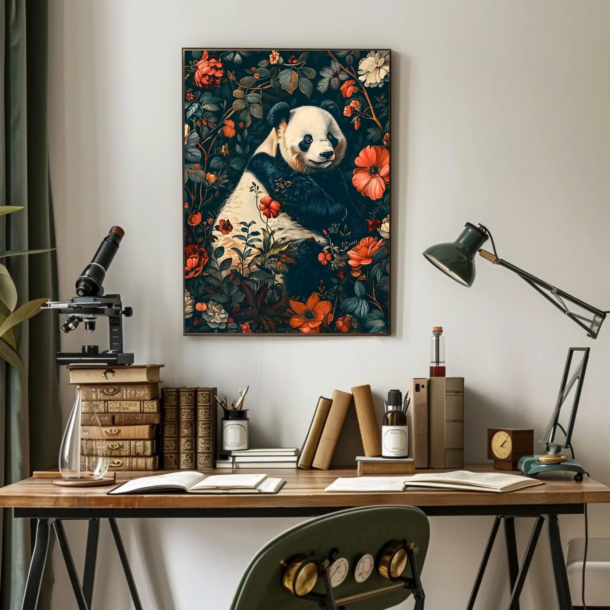 Peaceful Panda in a Botanical Wonderland Animal Poster