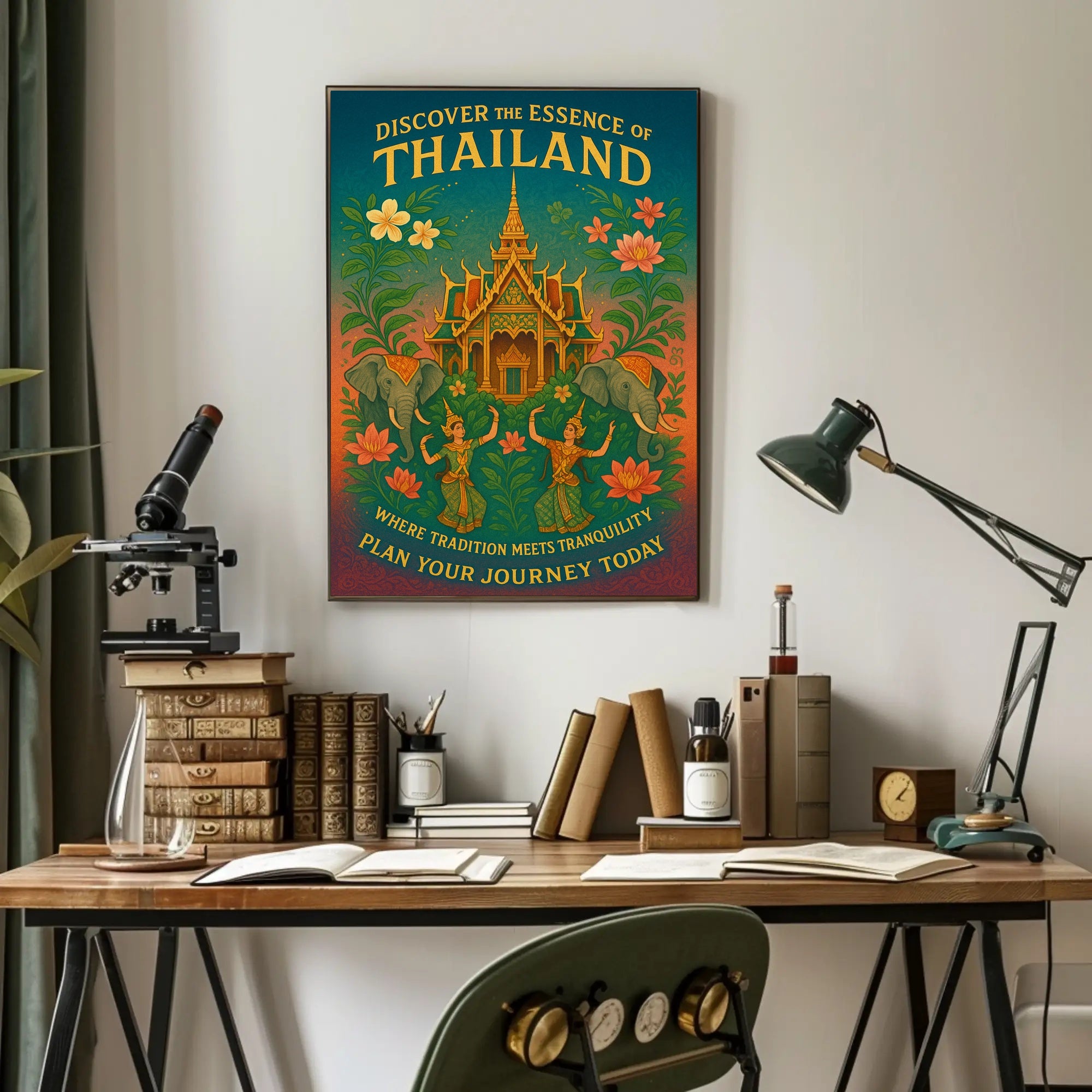 Thailand Cultural Heritage Vintage Travel Poster