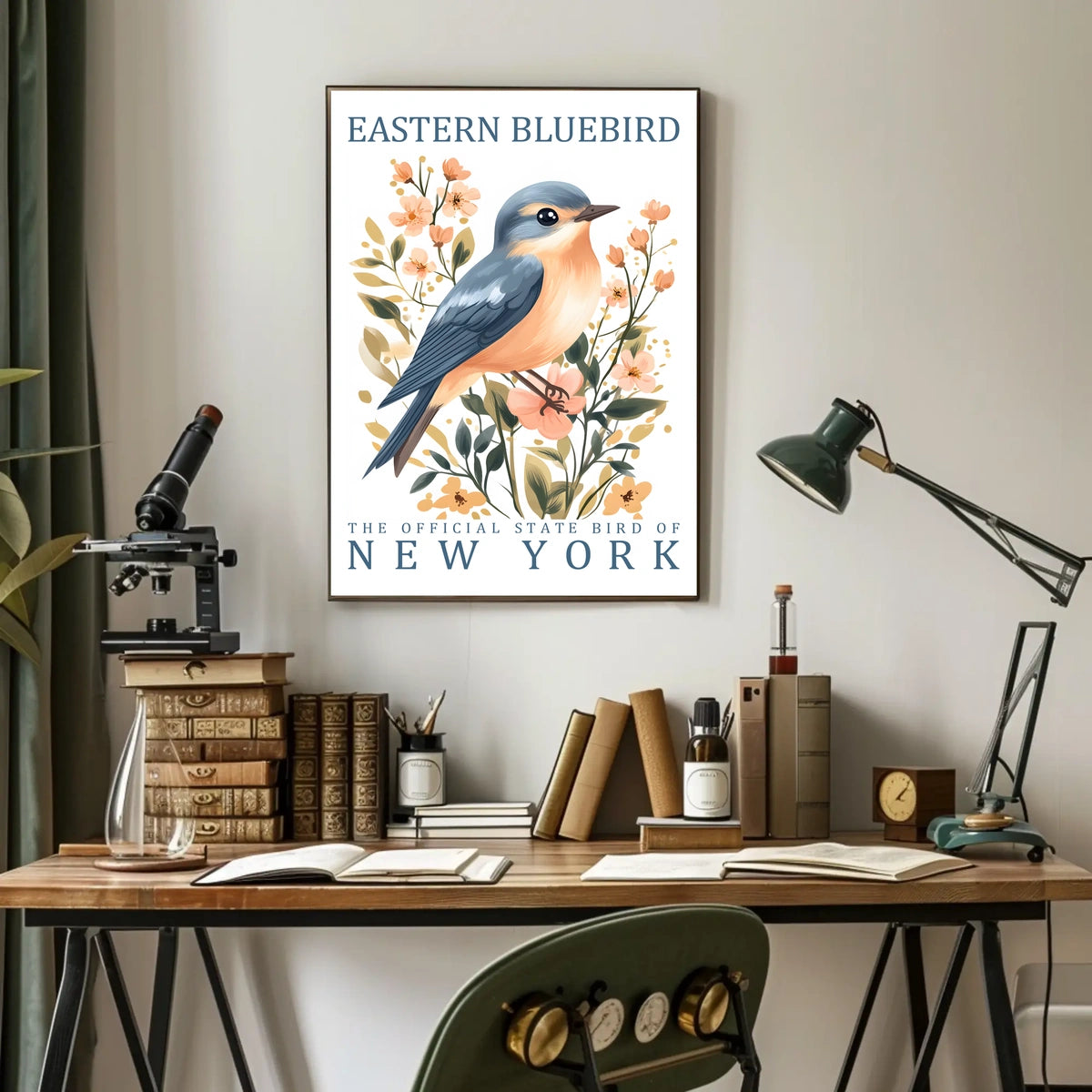 Eastern Bluebird Nature-Inspired Decorative Art Poster