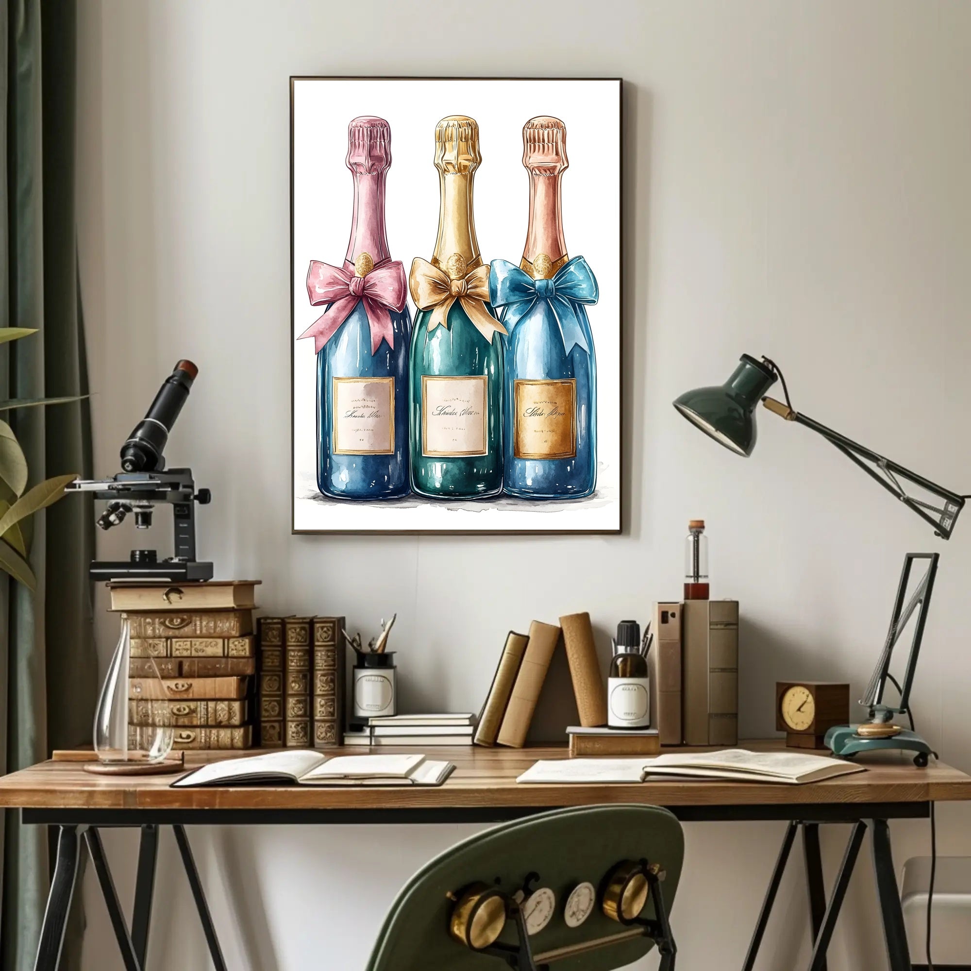 Celebration Bottles Elegant Wall Art Print