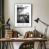 New York City Grand Skyline Poster Vintage Wall Art