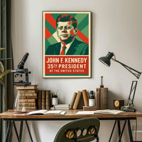 Kennedy 35th President Heritage Midcentury Poster