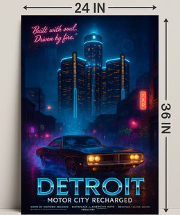Detroit Motor City Recharged Wall Art Print PosterGoat